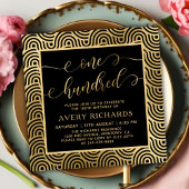 Chic Black Gold 100 Script 100. Geburtstag Einladung