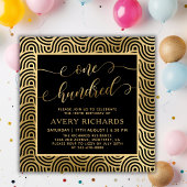 Chic Black Gold 100 Script 100. Geburtstag Einladung