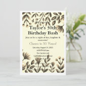 Chic Black & Gold 30. Geburtstag Einladung (Stehend Vorderseite)
