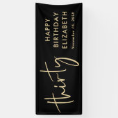 Chic Black Gold 30th Birthday Party Banner (Vertikal)