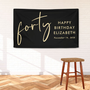 Chic Black Gold 40. Geburtstag Party Banner