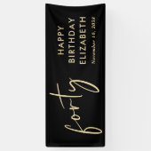 Chic Black Gold 40. Geburtstag Party Banner (Vertikal)
