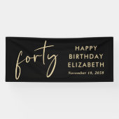 Chic Black Gold 40. Geburtstag Party Banner (Horizontal)