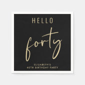 Chic Black Gold 40. Geburtstag Party Serviette (Vorderseite)