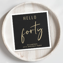 Chic Black Gold 40. Geburtstag Party Serviette