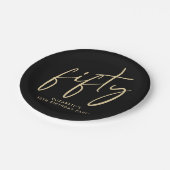 Chic Black Gold 50. Geburtstagsparty Pappteller (Schrägansicht)