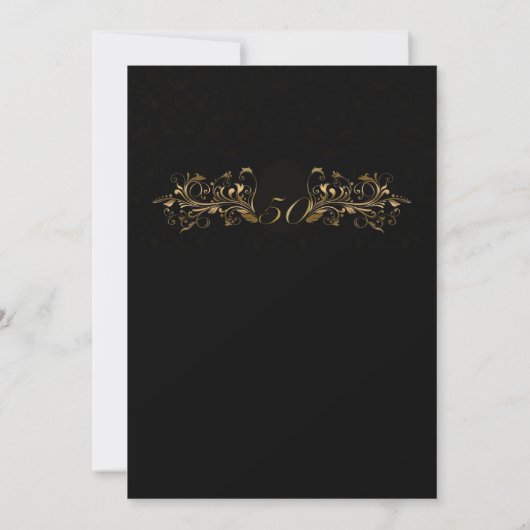 Chic Black & Gold 50. Hochzeitstag Einladung (Rückseite)