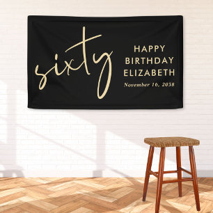 Chic Black Gold 60. Geburtstagsparty Banner