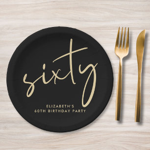 Chic Black Gold 60. Geburtstagsparty Pappteller