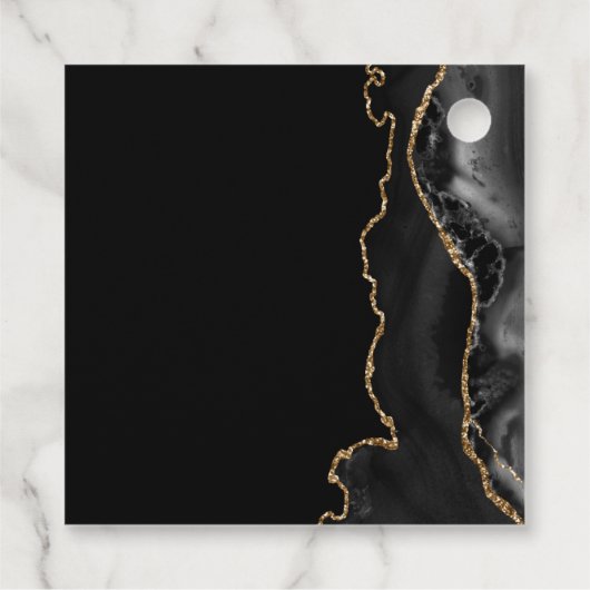 Chic Black Gold Agate Bar Mitzvah Custom Party Geschenkanhänger (Rückseite)