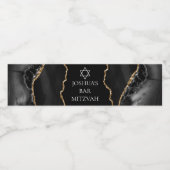 Chic Black Gold Agate Bar Mitzvah Custom Party Wasserflaschenetikett (Einzelnes Label)