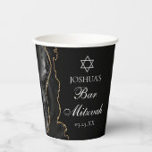 Chic Black Gold Agate Bar Mitzvah Party Pappbecher (Vorderseite)