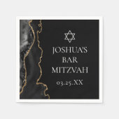 Chic Black Gold Agate Bar Mitzvah Party Serviette (Vorderseite)