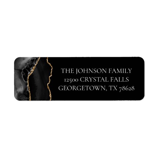 Chic Black Gold Agate Rücksendeadresse (Vorne)