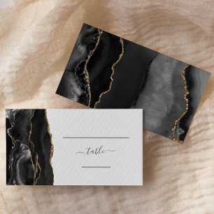 Chic Black Gold Agate Wedding Escort Platzkarte