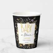 Chic Black Gold Baby Dusche Bloral Pappbecher (Rückseite)
