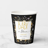 Chic Black Gold Baby Dusche Bloral Pappbecher (Vorderseite)