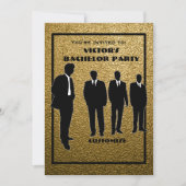 Chic Black & Gold Bachelor Party Einladung (Vorderseite)