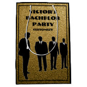 Chic Black & Gold Bachelor Party Mittlere Geschenktüte (Vorderseite)
