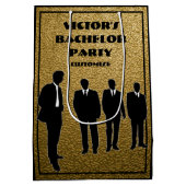 Chic Black & Gold Bachelor Party Mittlere Geschenktüte (Rückseite)