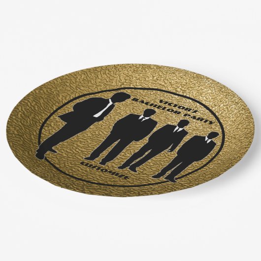 Chic Black & Gold Bachelor Party Pappteller (Schrägansicht)