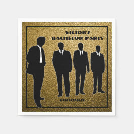 Chic Black & Gold Bachelor Party Serviette