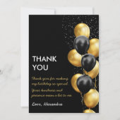 Chic Black Gold Ballon Dankeskarte (Vorderseite)
