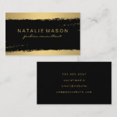 Chic Black Gold Brushed Visitenkarte (Vorne/Hinten)