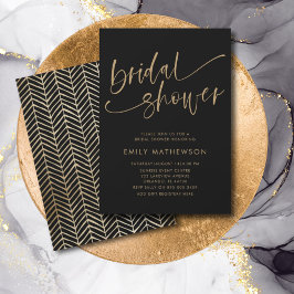 Chic Black & Gold Calligraphy Brautparty Einladung