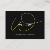 Chic Black & Gold Calligraphy Script QR Code Visitenkarte (Vorderseite)