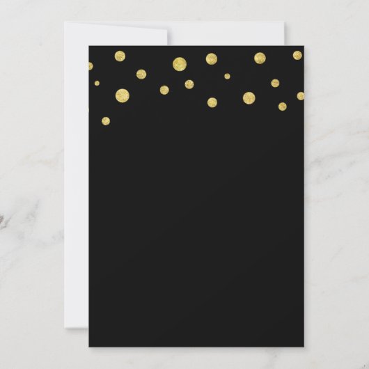 Chic Black & Gold Confetti Dots Housewarming Einladung (Rückseite)