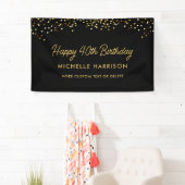 Chic Black Gold Confetti jedes Alter Custom Geburt Banner (Insitu)