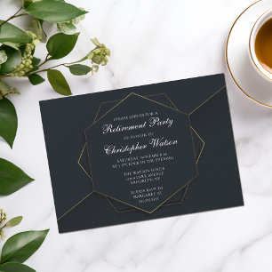 Chic Black Gold Custom Retirement Party Einladung