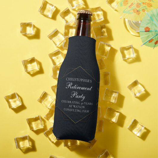 Chic Black Gold Custom Retirement Party Flaschenkühler (In Situ Sommer)