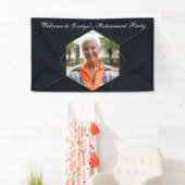 Chic Black Gold Custom Retirement Party Foto Banner (Insitu)