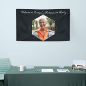 Chic Black Gold Custom Retirement Party Foto Banner (Messeveranstaltung)