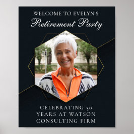 Chic Black Gold Custom Retirement Party Foto Poster