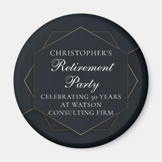 Chic Black Gold Custom Retirement Party Magnet (Vorne)