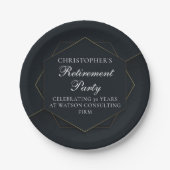 Chic Black Gold Custom Retirement Party Pappteller (Vorderseite)