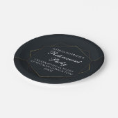 Chic Black Gold Custom Retirement Party Pappteller (Schrägansicht)