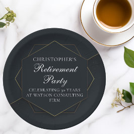 Chic Black Gold Custom Retirement Party Pappteller