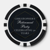 Chic Black Gold Custom Retirement Party Pokerchips (Vorderseite)