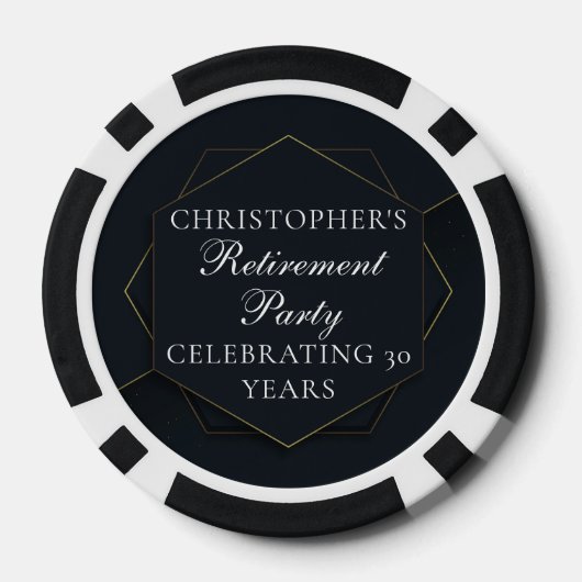 Chic Black Gold Custom Retirement Party Pokerchips (Rückseite)