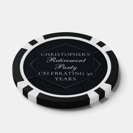 Chic Black Gold Custom Retirement Party Pokerchips (Einzeln)
