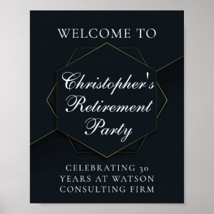 Chic Black Gold Custom Retirement Party Poster