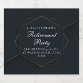 Chic Black Gold Custom Retirement Party Schaumweinetikett (Einzelnes Label)
