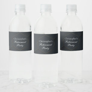 Chic Black Gold Custom Retirement Party Wasserflaschenetikett