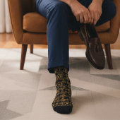 Chic Black & Gold Damask Floral Pattern Monogram Socken