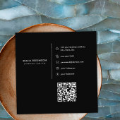 Chic Black Gold Diamond Initial D Monogram QR Code Quadratische Visitenkarte