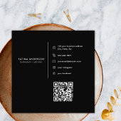 Chic Black Gold Diamond Initial F Monogram QR Code Quadratische Visitenkarte